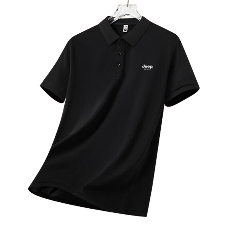 JEEP SPIRIT Men's Short-Sleeve Polo Shirt, Summer Business Casual Collared Comfortable Breathable T-Shirt, Navy Blue, Size M
