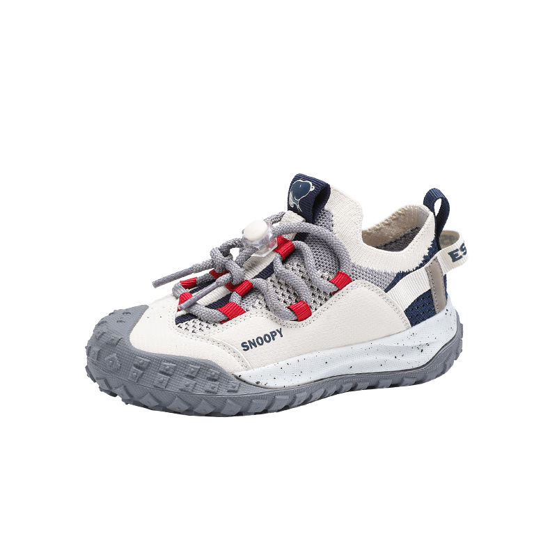 SNOOPY Children's Sports Shoes, Kids' Sneakers with Breathable Mesh, Durable Outdoor Shoes for Boys And Girls, Casual Shoes, 0210 Blue-Red, Size 32