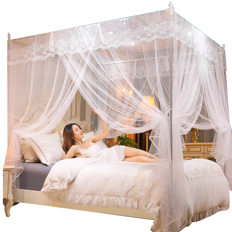 AVIVI Mosquito Net for Home Use, Traditional Three-Door Design, Mosquito Net Frame 1.5x2 Meters, Baiyingyuehe [With Stand]