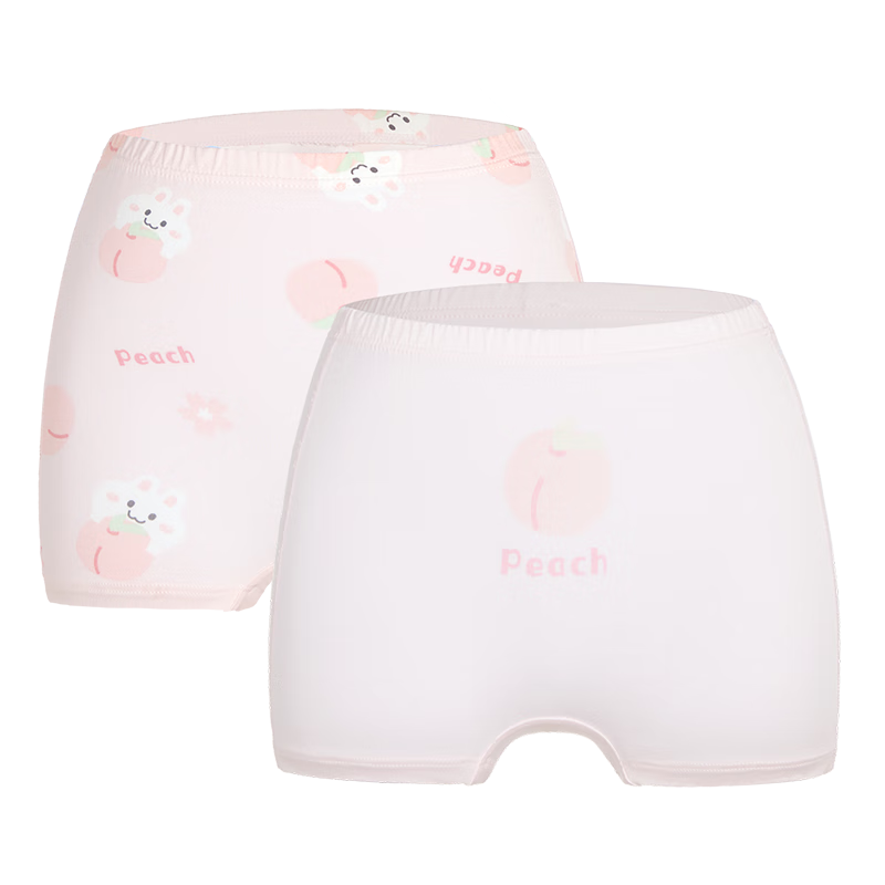 AIMER KIDS Girls' Underwear, Spring Modal Mid-Rise Boyshorts, 2-Pack, Pink Base with Peach Pattern, Size 110