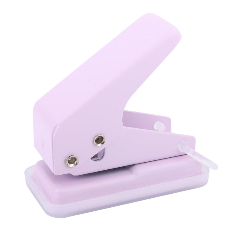 Touch Fish, Hole Puncher, Macaron Mini Single-Hole Circular Ring Dry Cute Student Stationery Office Loose-Leaf Puncher, Pink