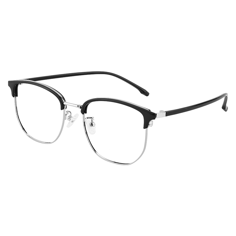 Ouna Reading Glasses for Men And Women, High-Definition Anti-Blue Light Radiation Protection Glasses, Black And Silver, 100 Degrees
