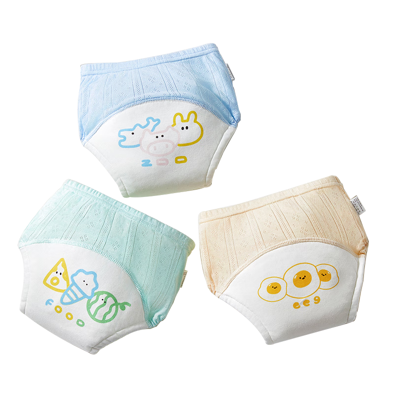 Beedoll Summer Baby Washable Toilet Training Pants 3-Pack Ice Cream Pig Chicken Egg Design M Size