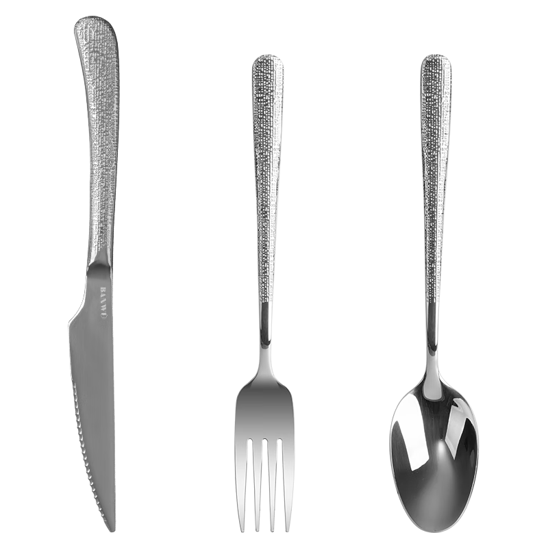 Banwu Life 304 Stainless Steel Steak Knife and Fork Set Western Tableware 3-Piece Steak Cutting Knife and Fork Set