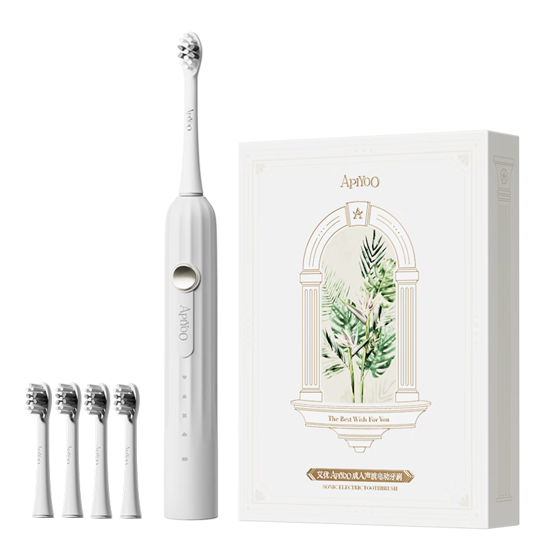 ApiYoo T1-A Adult Electric Toothbrush with Sonic Vibration, 4 Modes Deep Cleaning, Soft Bristles for Gum Protection, Long Battery Life. Couples Gift for Boyfriend Girlfriend Birthday Present Mid-Autumn Festival