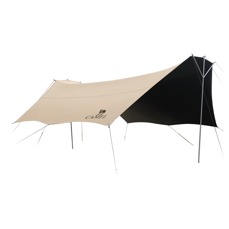 CAMEL Triforce Sky Dome Tent, Large Outdoor Camping Black Tarpaulin, Sun Protection Beach Canopy, Complete Set of Equipment