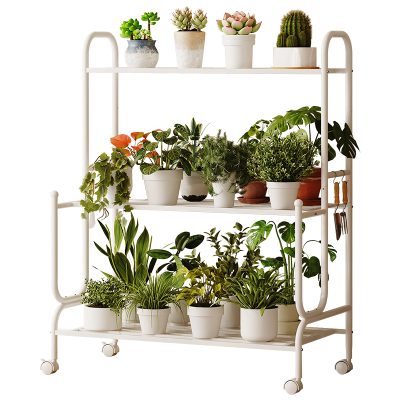 Yicainianhua Balcony Multi-Tier High-End Flower Stand Storage Rack Combination Floor-Standing Plant Stand Succulent Pot Mobile Rack 5258