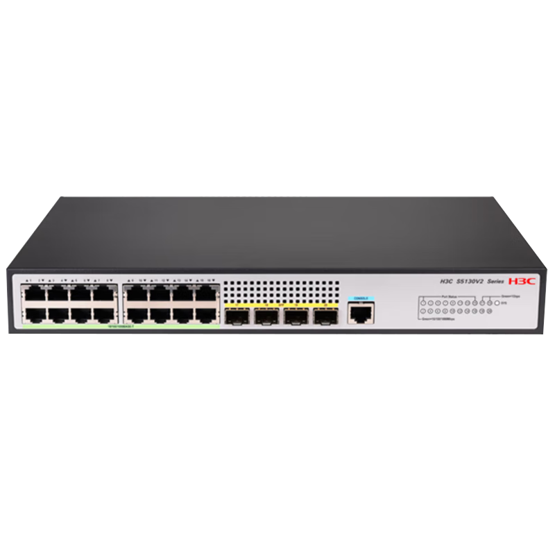 H3C S5130V2-20P 16 Electrical Ports + 4 Fiber Optic Ports, Full Gigabit Three-Layer Managed Enterprise-Level Network Switch, IPv6/stacking/layer Aggregation/low Noise