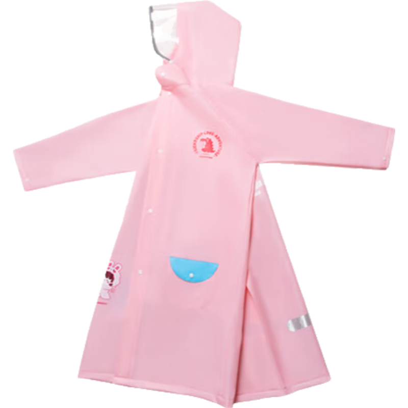 JD Original Children's Raincoat with Large Backpack Space for Boys And Girls, Extended Full-Body Student Rain Poncho, Pink 2XL