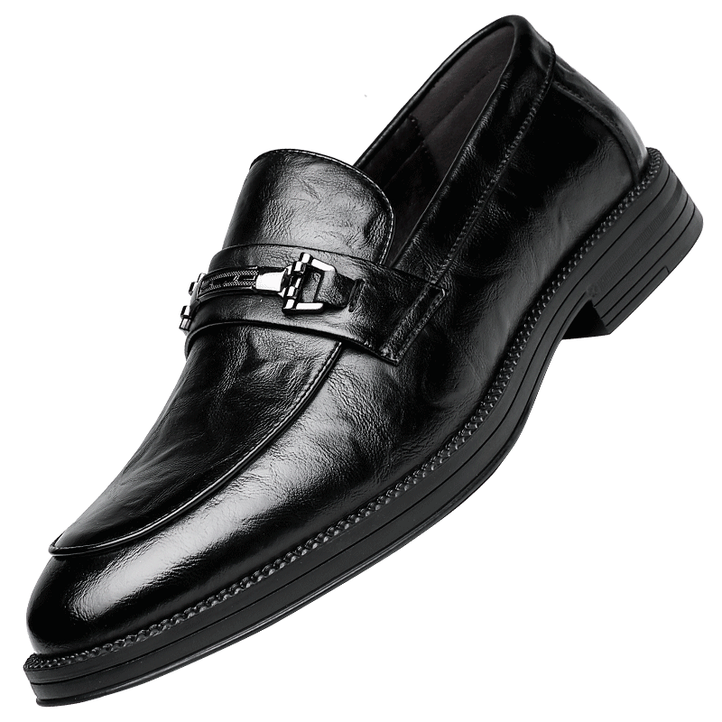 CARTELO Casual Leather Shoes for Men, Cowhide Slip-On Business Shoes, Soft-Soled Breathable Men's Loafers, 9893 Black, Size 43