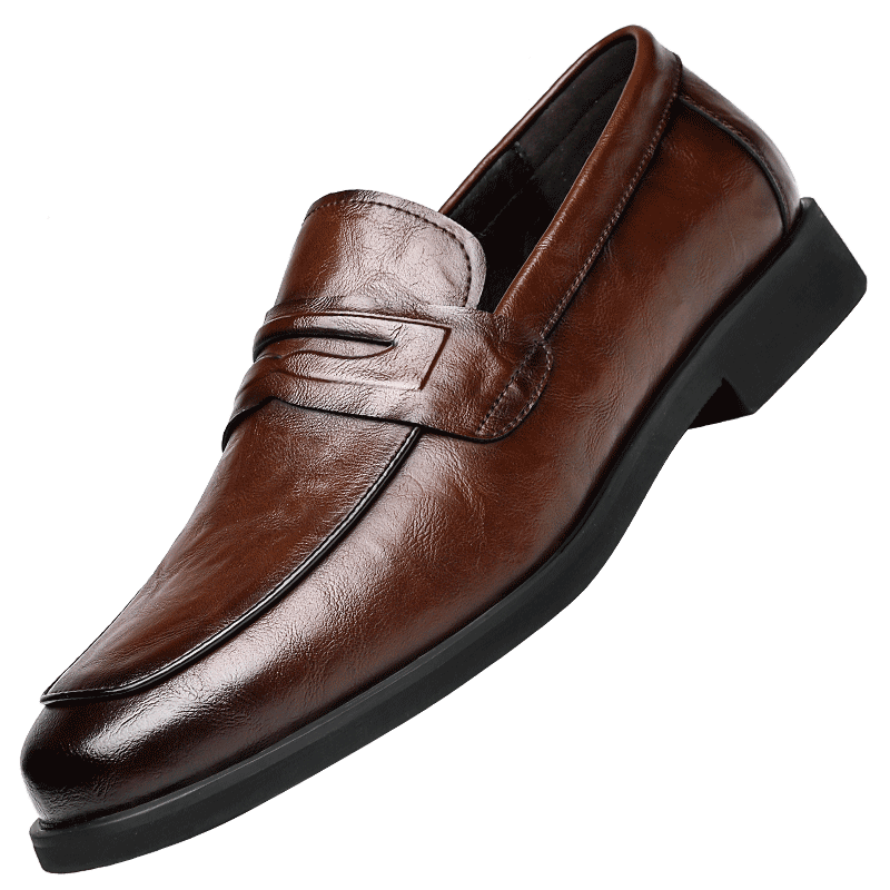CARTELO Men's Leather Shoes, Soft-Soled Slip-On Business Casual Shoes, Loafers, Breathable Slip-On Leather Shoes for Men, 9906 Brown, Size 43