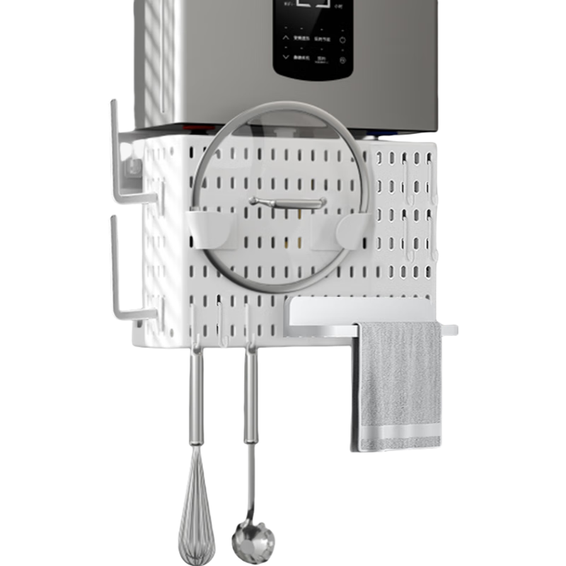 Banzheni Water Heater Cover, Gas Pipe Concealer, No Drilling Required, Pegboard Kitchen Storage Rack, White, Customizable