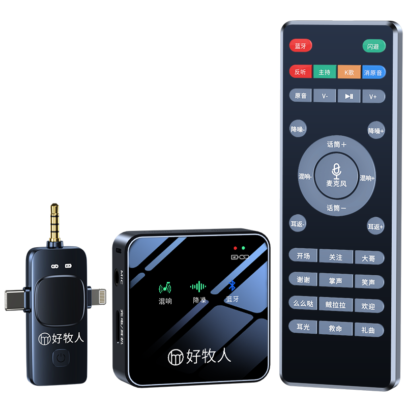 Haomuren Wireless Lavalier Microphone, Dual-Channel Audio Recorder, Outdoor Noise Reduction, Video Recording And Live Streaming Equipment, TikTok Influencer, Karaoke, Mobile-Specific Sound Card