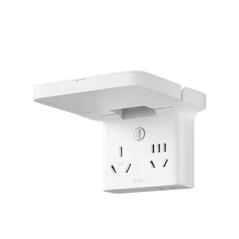BULL 16A High-Power Air Conditioner Water Heater Storage Rack Power Strip/Adapter/One-To 16A to 10A No-Drill Router Remote Control Camera Storage No Switch