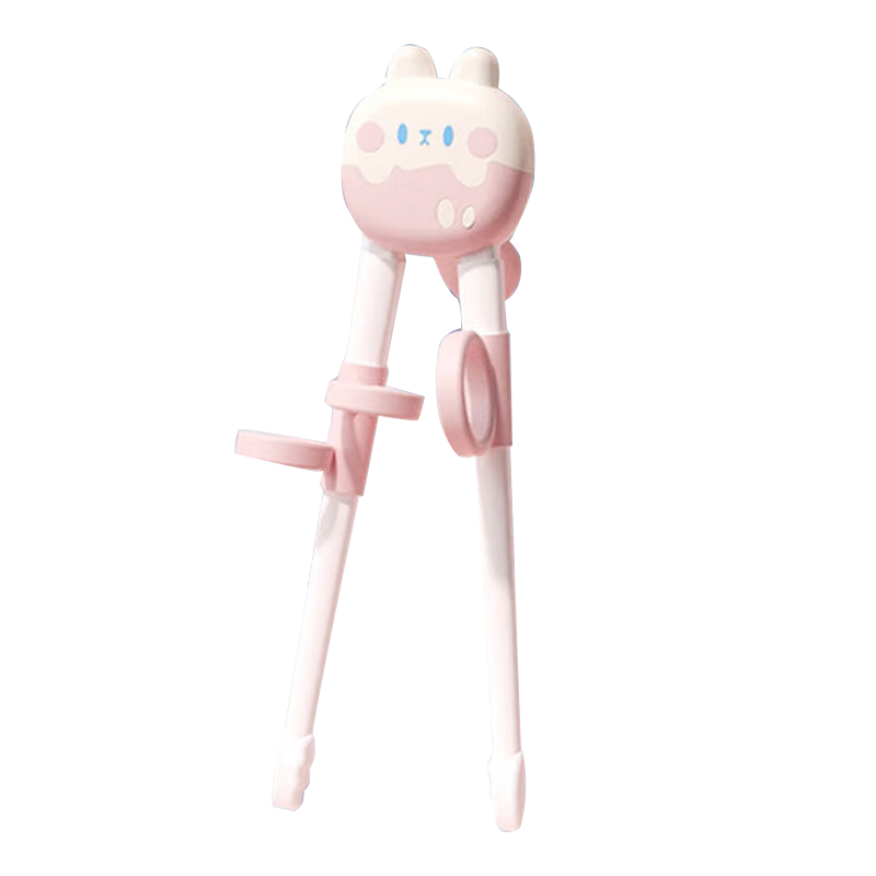 Guangduola Children's Chopsticks Training Set for Ages 2-3 Tiger Mouth Training Chopsticks Baby Learning Chopsticks Finger Ring Auxiliary Chopsticks Dual-Use Pink