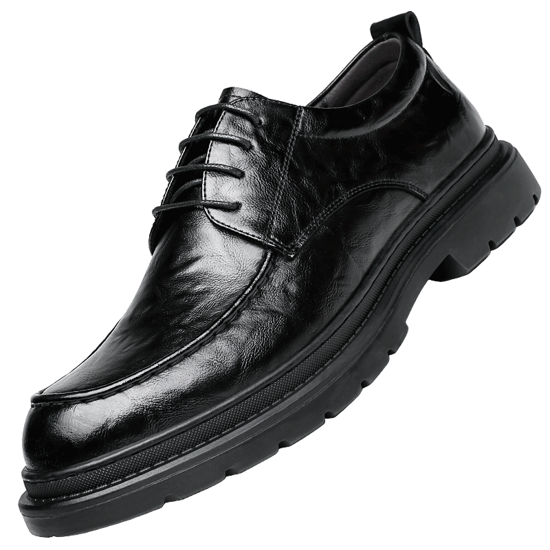 CARTELO British Men's Formal Leather Shoes, Breathable Classic Business Low-Top Thick-Soled Leather Shoes for Men, 9908 Black Height-Increasing Size 39