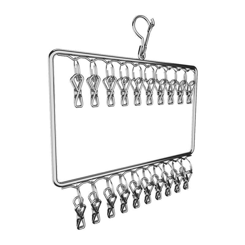 YOUQIN Stainless Steel Sock Drying Rack with Multiple Clips, Clothes Hanger for Underwear And Socks, Windproof Sock Drying Rack for Home Balcony Use