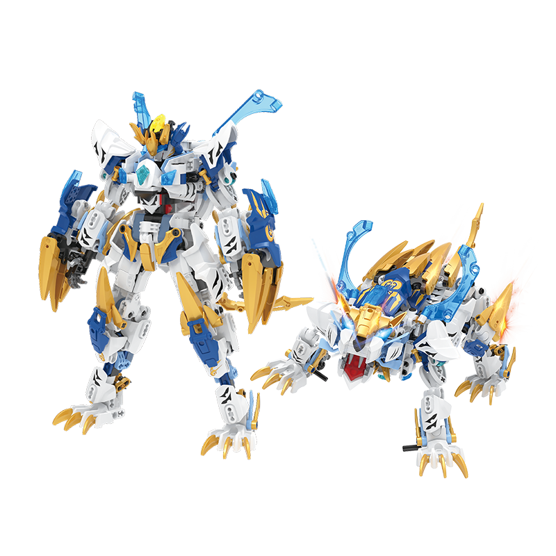 F5 White Tiger Transforming Mecha Model Building Blocks, Direct Transformation Robot, Children's Toy, Birthday Gift for Boys And Girls