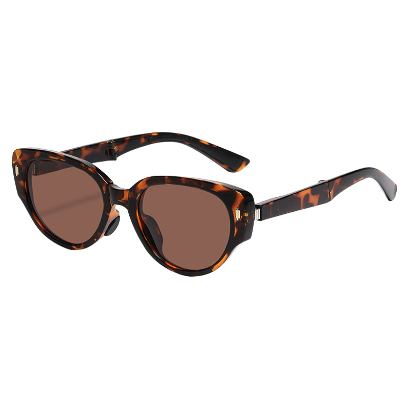 Angelamiao Foldable Sunglasses for Women, Portable UV Protection Polarized Sunglasses with High-End European And American Cat-Eye Style, Ink Tortoiseshell