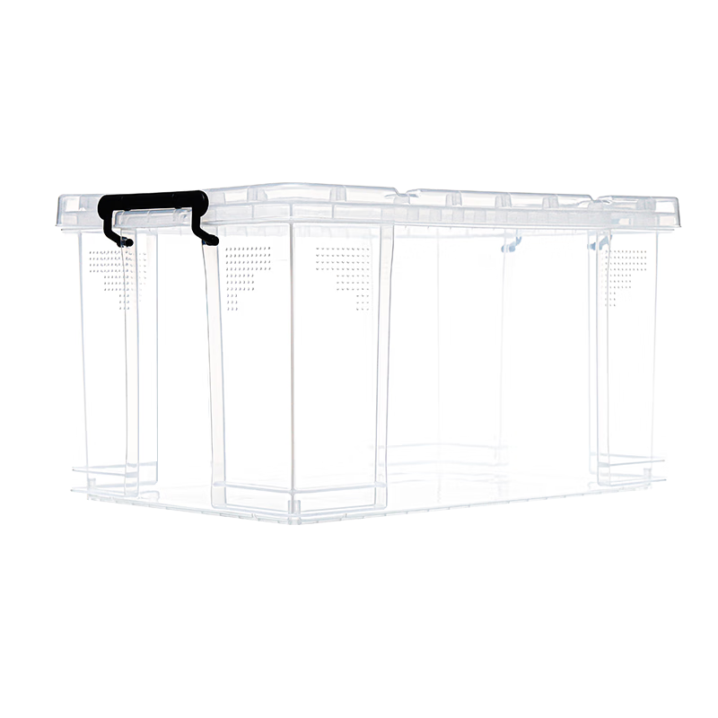 Xitianlong Right-Angle Storage Box Thickened Heavy-Duty Plastic Clothes and Toys Moving Organizer Box No Wheels 65L Transparent 1-Pack