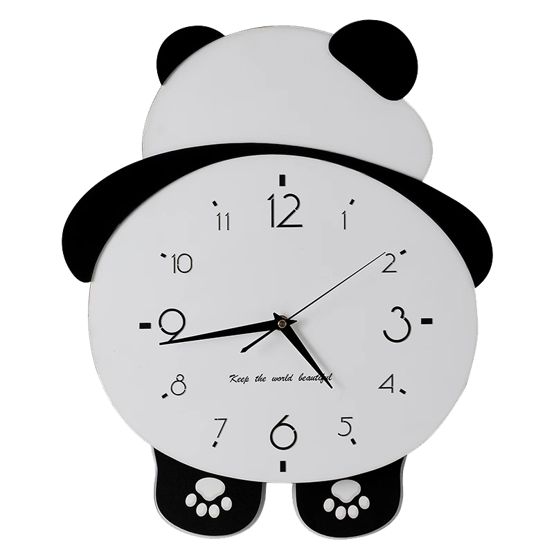 Mao Jiu Jiang Panda Clock Wall Clock Living Room Dining Room Home 2025 New Internet Celebrity Creative Clock Simple and Elegant Wall Lamp