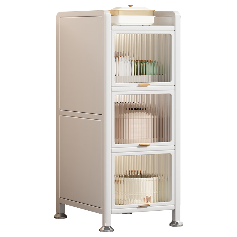 Jiabangshou Kitchen Utensil Storage Rack, Floor-Standing Multi-Layer Microwave Organizer Cabinet, Multifunctional Storage Cabinet, Cupboard Upgrade to 4 Layers, 50cm