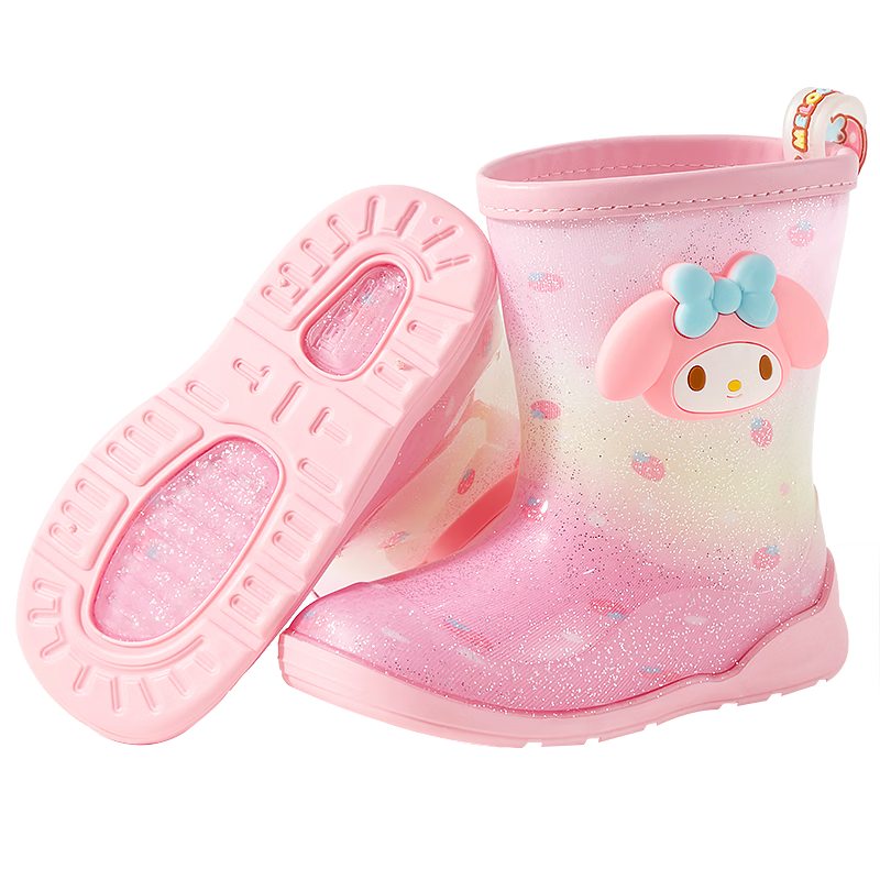 Hello Kitty Children's Rain Boots, Mid-Calf Non-Slip Rain Boots for Girls, Melody Kids' Water Shoes, Dazzling Red, 160mm