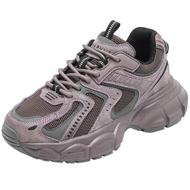 DAPHNE Gray-Purple Chunky Dad Sneakers for Women, 2026 Autumn Season, Height-Increasing Shoes for Petite Women, Versatile Casual Sports Shoes for Wome