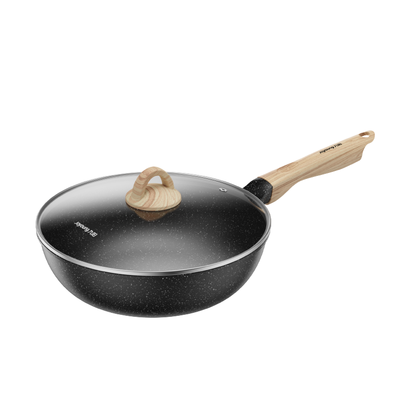 Joyoung Wok with Titanium Non-Stick Coating, Maifanshi Color, Household Stir-Fry Pan, Steak Frying Pan, Low-Smoke Stove Universal, 26cm