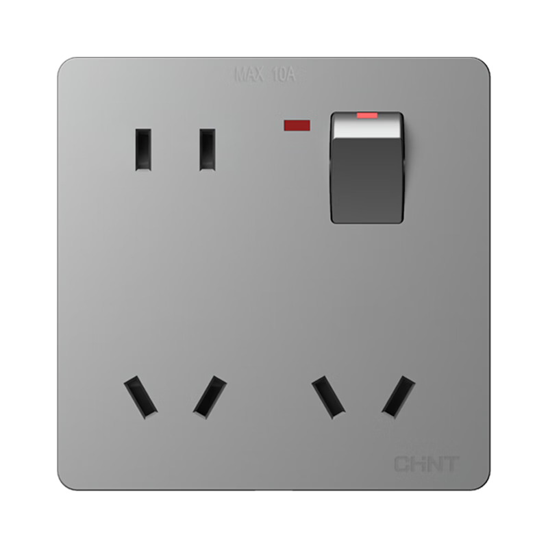 CHNT Wall Switch Socket 86 Type Single Control One-Gang Eight-Hole Switch Panel Phantom Silver NEG6-C43965