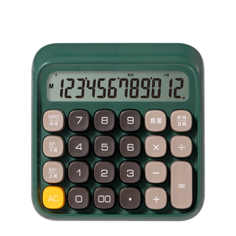 Deli Round High-Button Voice Calculator for Children, 12-Digit Wide Screen Display, Stylish Student/office Supplies, Random Delivery, Green TE26