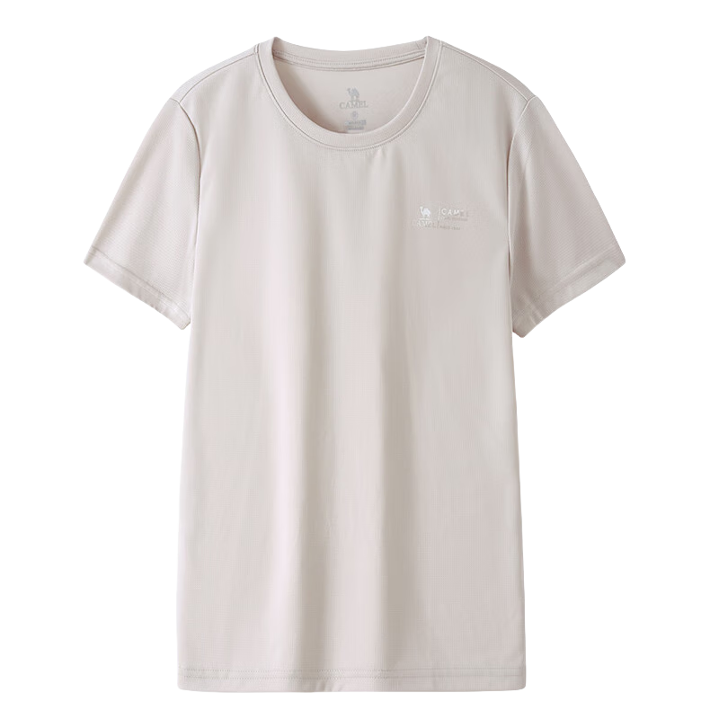 CAMEL Outdoor Quick-Dry T-Shirt, Men's Honeycomb Mesh Breathable Top, Simple Sports Round Neck Short Sleeve for Women, A14BZ00079
