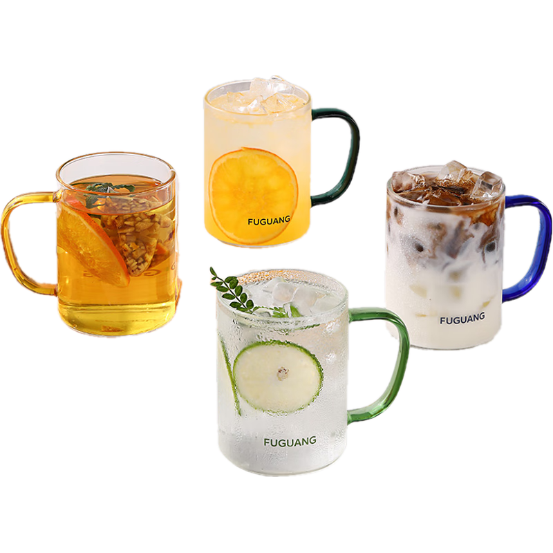 Fuguang Glass Cups, Water Glasses, Tea Cups, Cold Drink Mugs, Milk Beer Juice Cups, Heat-Resistant Mug, Home And Restaurant Use