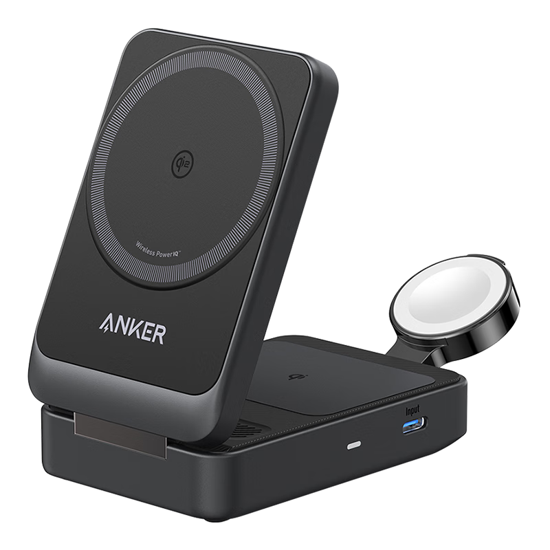 ANKER MagGo 3-in-1 15W Magnetic Wireless Charger for iPhone 17 Pro Max, Apple Watch, AirPods, Foldable, Black