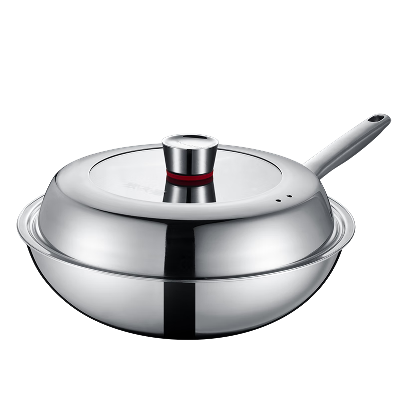 COOKER KING Titanium Wok Pure Titanium Stir-Fry Pan Cooking Pot for Home Use Compatible with Induction Cooker 32cm TZ32CG