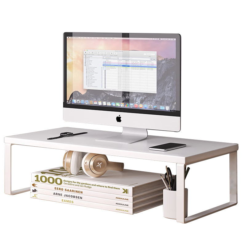 Jinghuisichuang Computer Monitor Riser Stand, Single-Layer Display Stand, Height-Increasing Base, Desktop Support Frame, Office Storage Rack