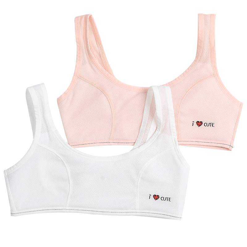 Hodohome Girls' Underwear, Puberty Stage Two Mesh Breathable Bra, Middle School Student Anti-Nipple Vest 088 A85