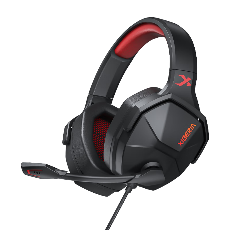 XIBERIA V13U Gaming Headset, Over-Ear Wired USB 7.1 Surround Sound E-Sports PUBG Headphones, Computer Headset with Microphone, Two-In Black And Red