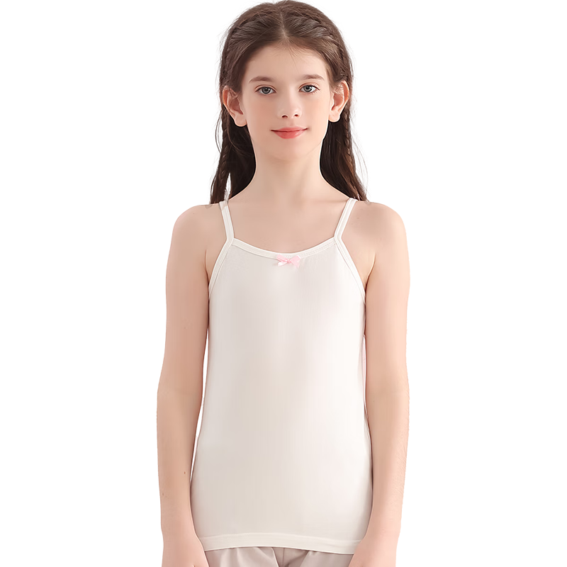 LangSha Children's Tank Top, Girls' Camisole, Thin Spring And Summer Style, Baby Girl's Small Vest, White, Size 160