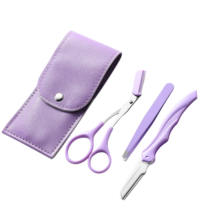 Huanlinkai Eyebrow Razor Set, Eyebrow Scissors, Eyebrow Shaver, Eyebrow Tweezers, Folding Eyebrow Trimmer Tool