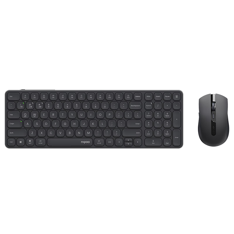 Rapoo 9350S 99-Key Wireless/Bluetooth Multi-Mode Keyboard And Mouse Set, Ultra-Thin Portable Wireless Mouse And Keyboard with Lithium Batteries, Compatible with Windows/MacOS Dual Systems, Dark Gray