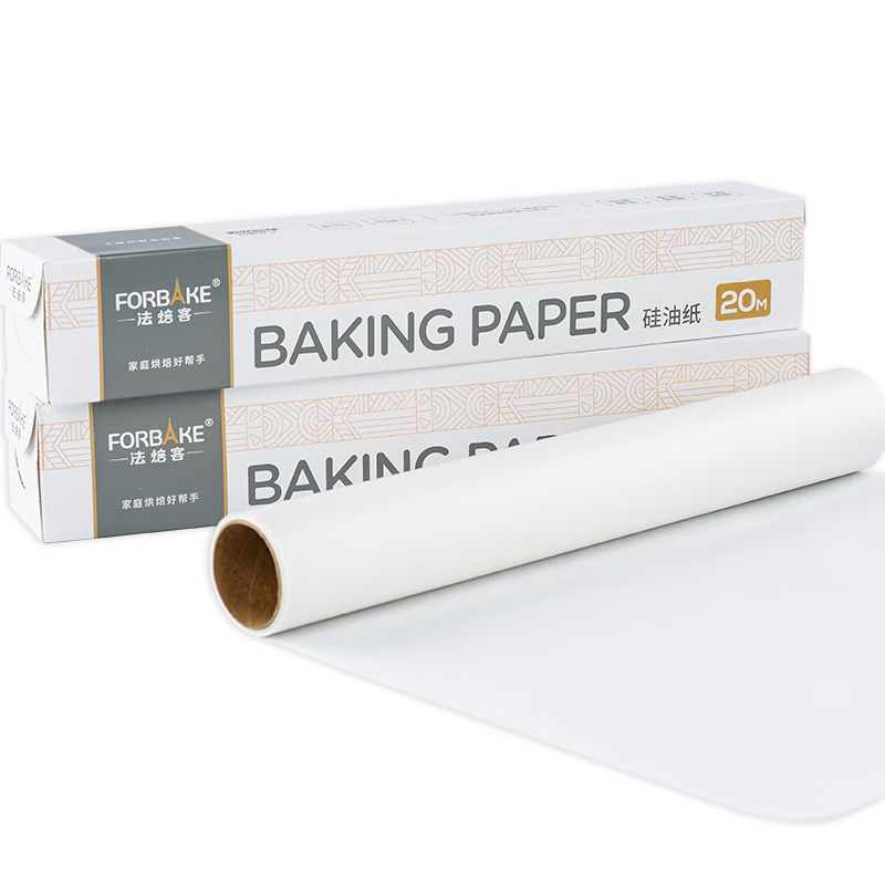 FOR BAKE Silicone Paper 20m, Barbecue Oil-Absorbing Paper, Steamer Paper, Air Fryer Paper, Oven Paper, Baking Paper, Roasting Tray Paper, 3 Rolls
