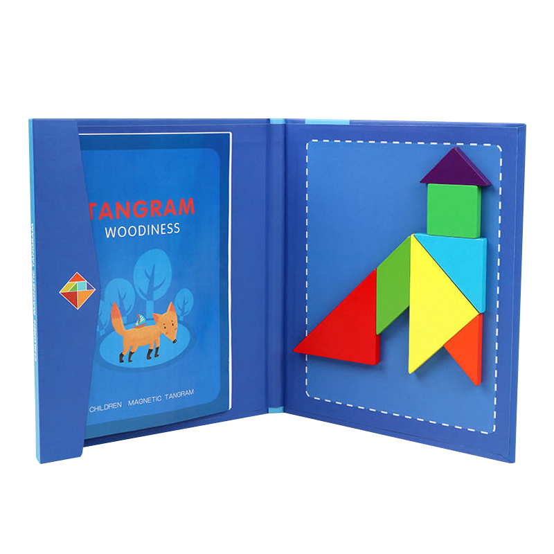 Dayanxiaowa Magnetic Tangram Geometric Wooden Building Blocks, Magnetic Puzzle Toy for Children, Students, Educational And Brain Teaser Gift