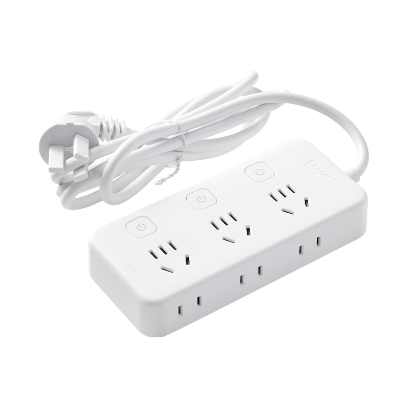 JD Original Six-Slot Side-Insert Power Strip, 1.8m Long, Independent Power Strip Socket Extender, Smart Socket Converter Plug, Compatible with Gou Niu Multi-Socket Desk Lamp, Leakage Protection, for Home Use