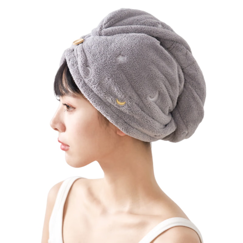 Sanli 5A Antibacterial Quick-Drying Hair Towel for Women, Absorbent Hair Wrap, Shower Cap, Hair Drying Towel, Hair Washing Cap, Gray