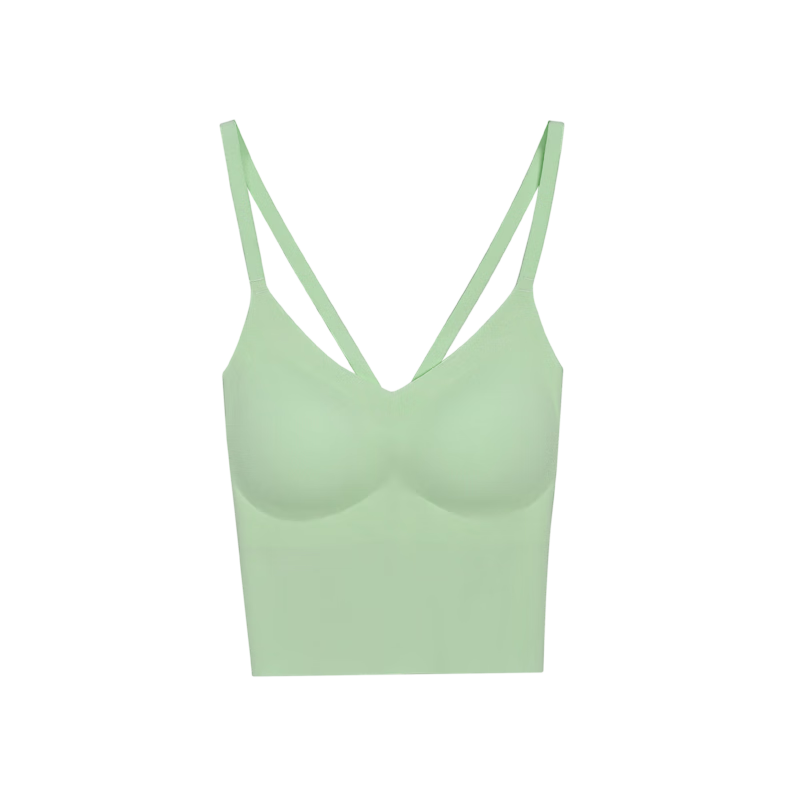 Hodo Women's Tank Top, Summer Cool Seamless Ice Silk Comfortable Fitted Bra Camisole One-Piece, Cardamom Green 165