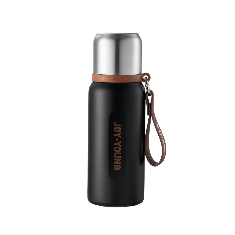 Joyoung Insulated Mug, 316L Stainless Steel, Large Capacity, Outdoor Travel Water Bottle, Portable for Men And Women, Tea Filter, Dual-Use Cup, Black