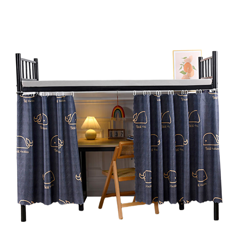 AVIVI Student Dormitory Bed Curtain for Bunk Beds, Light-Blocking Bed Curtain, 110*195cm, Whale Pattern [1 Piece]