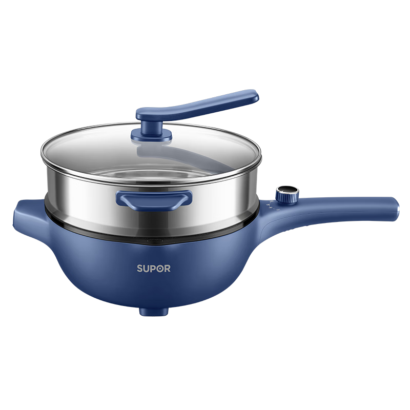 SUPOR Electric Wok, Electric Cooking Pot, Electric Hot Pot, Electric Steamer, Multi-Functional Home Steaming And Cooking All-In Electric Cooker, 4L Multi-Purpose CJ28A816 with Steamer Basket