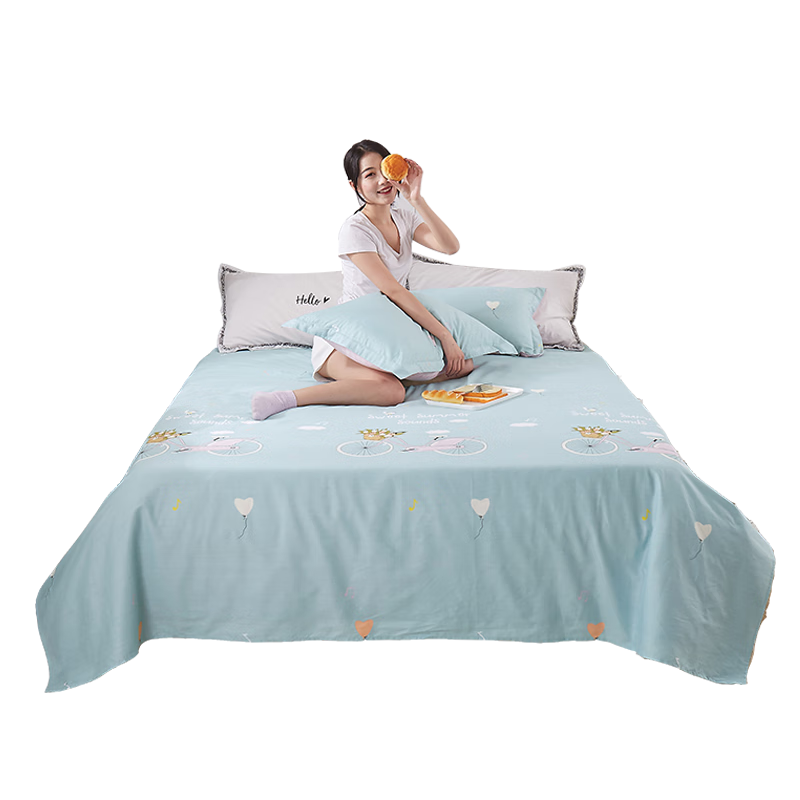 AVIVI Pure Cotton Single Bed Sheet School Dormitory Children's Bed Sheet Single Piece Ishang Blue 160*230cm